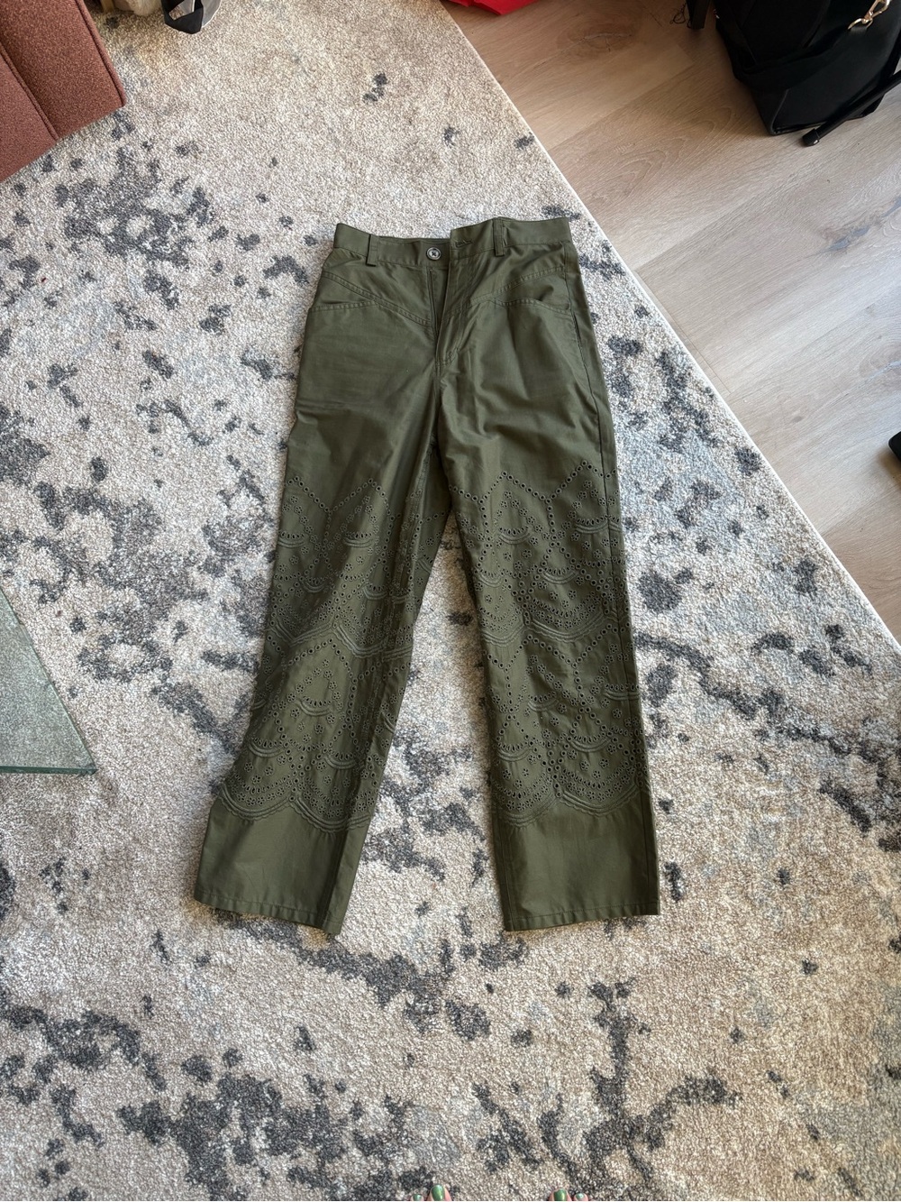 Olive Green Women’s Eyelet Detail Pants